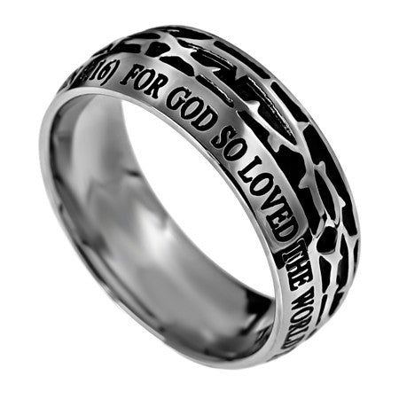 Crown Of Thorns Ring, "John 3:16"