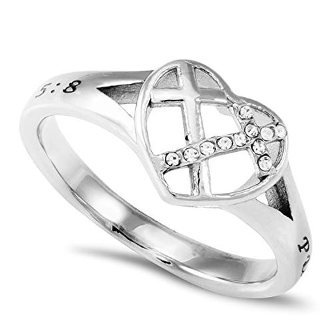 Patchwork Cross Heart Ring PURITY - MATTHEW 5:8