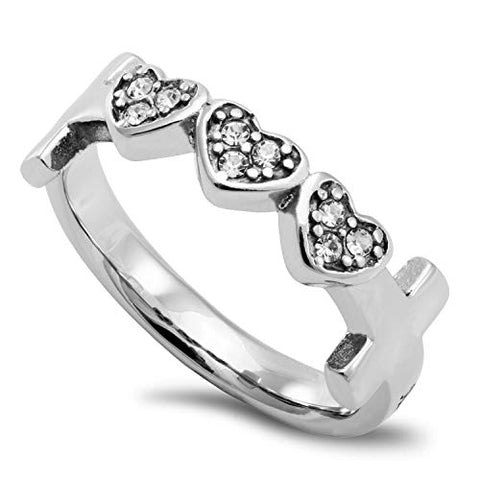Triple Heart Ring ALL THINGS THROUGH CHRIST MY STRENGTH - PHIL. 4:13