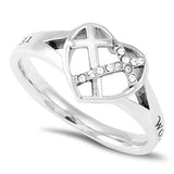 Patchwork Cross Heart Ring WOMAN OF GOD - PROVERBS 31