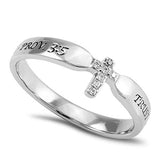 Tiny Tip Ring TRUST IN THE LORD WITH ALL THINE HEART - PROV. 3:5