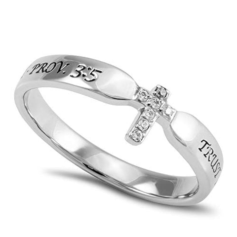 Tiny Tip Ring TRUST IN THE LORD WITH ALL THINE HEART - PROV. 3:5