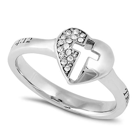 Padlock Heart Ring TRUE LOVE WAITS - 1 TIMOTHY 4:12