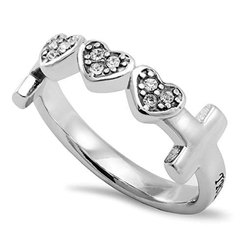 Triple Heart Ring TRUE LOVE WAITS - 1 TIMOTHY 4:12