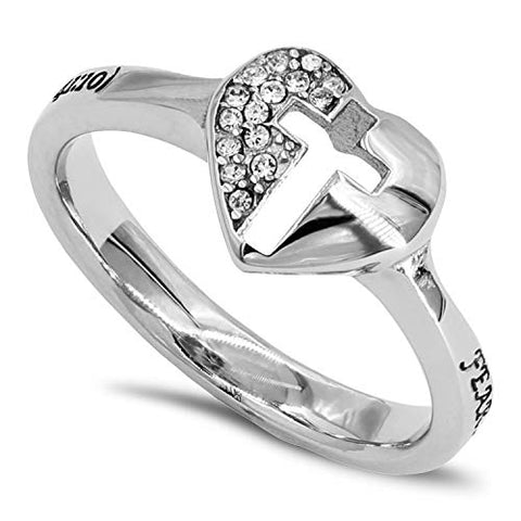 Padlock Heart Ring FEAR NOT, FOR I AM WITH YOU - JESUS (ISA. 41:10)-Wholesale