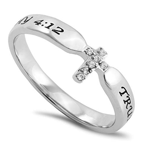 Tiny Tip Ring TRUE LOVE WAITS - 1 TIMOTHY 4:12