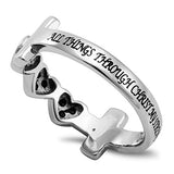 Triple Heart Ring ALL THINGS THROUGH CHRIST MY STRENGTH - PHIL. 4:13