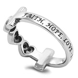 Triple Heart Ring FAITH, HOPE, LOVE - 1 COR. 13:13