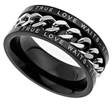 Black Chain Ring,"True Love Waits" | Timothy 4:12 | Christian jewelry