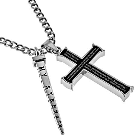 Black Cross and Nail, "Love is"  | Stainless Steel  | Christian Jewelry