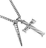Silver Cross And Nail, "Fear No Evil Cross w/ Fear No Evil" Nail