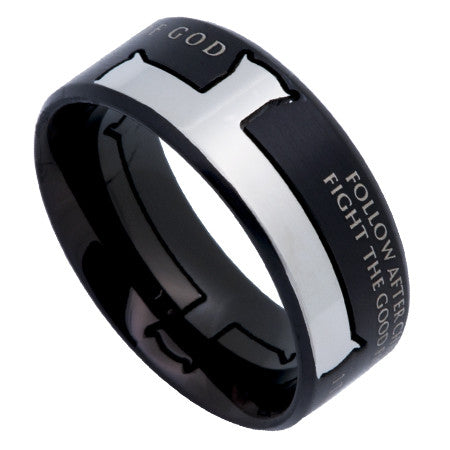 Black Iron Cross Ring, "Man Of God"