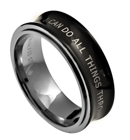 Spinner Black Ring, "I Can Do All Things"
