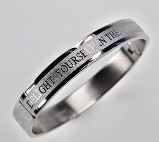 Women's Bangle Bracelet, "Delight" Psalm 37:4