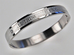 Women's Bangle Bracelet, "All Things Through Christ" Phil. 4:13