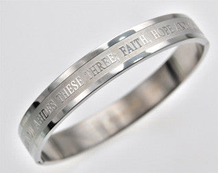 Women's Bangle Bracelet, "Faith; Hope; Love"