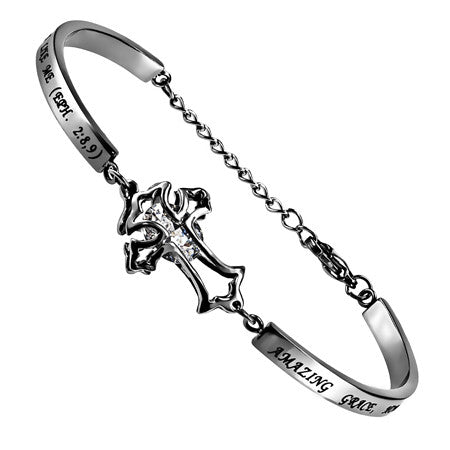 CZ Cross Bracelet, "Amazing Grace"