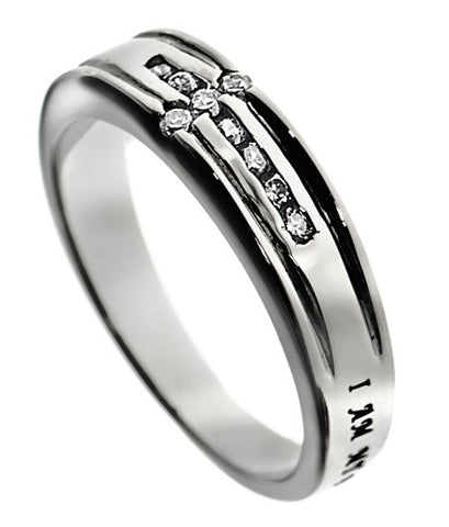 CZ Channel Cross Ring, "Beloved"