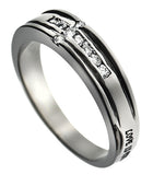 CZ Channel Cross Ring, “Love”