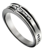 CZ Channel Cross Ring, “True Love Waits”