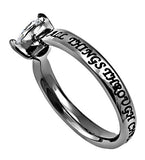 CZ Heart Ring, "Christ My Strength"