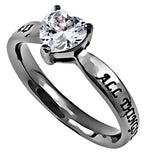 CZ Heart Ring, "Christ My Strength"