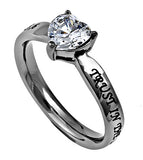 CZ Heart Ring, "Trust"