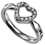 CZ Open Heart Ring, "Be Still"