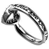 CZ Open Heart Ring, "Be Still"