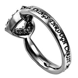 CZ Open Heart Ring, "Christ My Strength"
