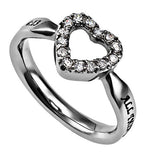 CZ Open Heart Ring, "Christ My Strength"