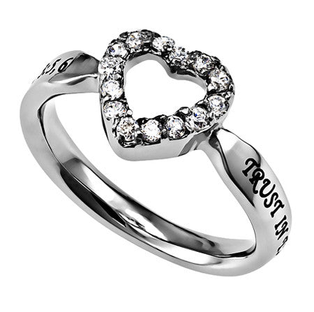 CZ Open Heart Ring, "Trust"