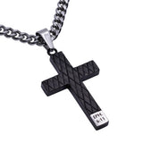Black Diamond Back Cross Pendant, "Armor of God" | Stainless Steel  | Christian Jewelry