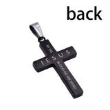 Black Diamond Back Cross Pendant, "Blood" | Stainless Steel  | Christian Jewelry