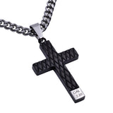 Black Diamond Back Cross Pendant, "Crucified" | Gal. 2:20 | Stainless Steel  | Christian Jewelry