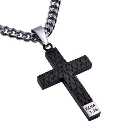 Black Diamond Back Cross Pendant, "Unashamed"