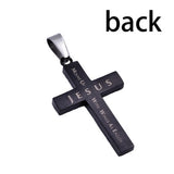Black Diamond Back Cross Pendant, "Eagle Wing" | Stainless Steel  | Christian Jewelry
