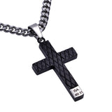 Black Diamond Back Cross Pendant, "Eagle Wing" | Stainless Steel  | Christian Jewelry