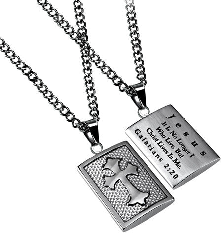 Deluxe Shield Cross, "Christ Lives In Me" White Graphite