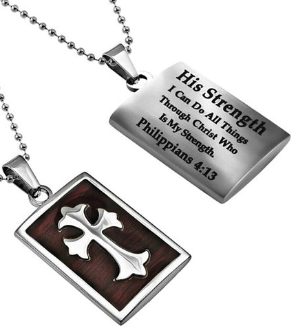 Deluxe Shield Cross, "Christ Lives In Me" Wood Grain