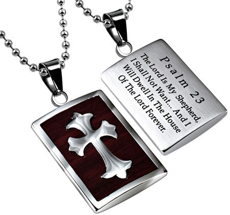 Deluxe Shield Cross, "The Lord Is My Shepard" Wood Grain
