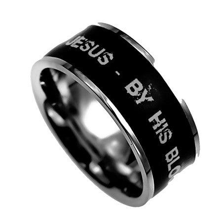 Deluxe Scripture Band Men's, "By His Blood"