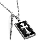 Men's Deluxe Shield Cross With Nail- Black Enamel, "The Blood Against Satan"