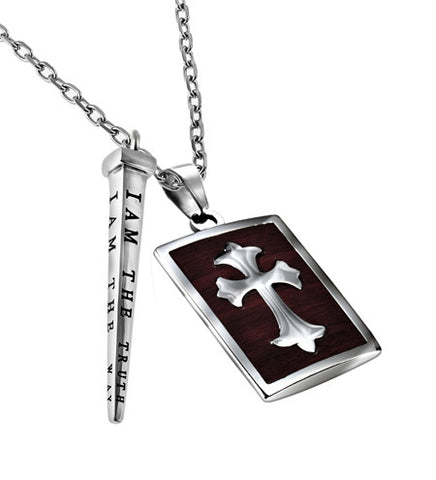 Men's Deluxe Shield Cross With Nail- Wood, "Every Knee"