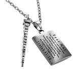 Men's Deluxe Shield Cross With Nail - Black Carbon Fiber, "Fear Not"
