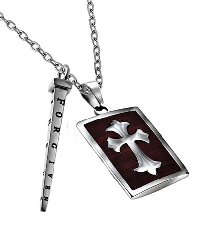 Men's Deluxe Shield Cross With Nail- Wood, "Fear Not"