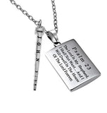 Men's Deluxe Silver Color Shield Cross With Nail, "The Lord Is My Shepherd" - White Carbon Fiber