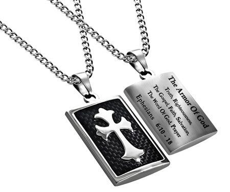 Deluxe Shield Cross, "Armor Of God" Black Carbon Fiber