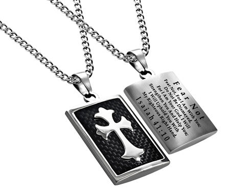 Deluxe Shield Cross, "Fear Not" Black Carbon Fiber