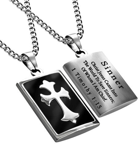 Deluxe Shield Cross, "Sinner" Black Enamel